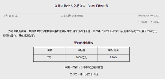 央行今日进行6351亿元7天期逆回购操作|界面新闻 · 快讯